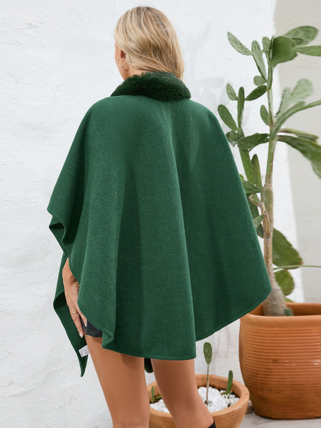 Fuzzy Trim Open Front Poncho – Charming Charlie