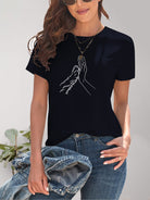Graphic Round Neck Short Sleeve T-Shirt - Charming Charlie