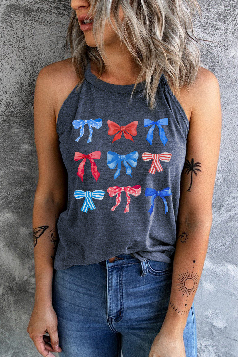 Bow Graphic Round Neck Tank - Charming Charlie