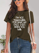 Letter Graphic Round Neck Short Sleeve T-Shirt - Charming Charlie