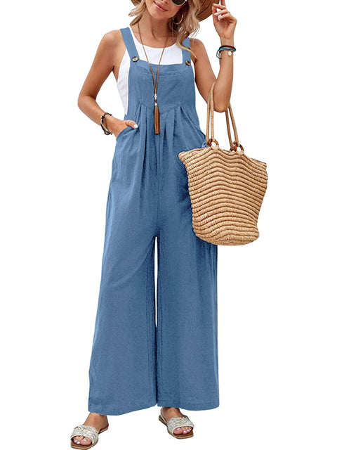 Wide Strap Square Neck Denim Overalls