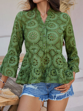 Devine Off-Shoulder Flounce Sleeve Blouse