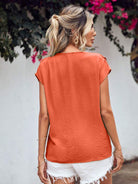 Ruffled V-Neck Short Sleeve Blouse - Charming Charlie