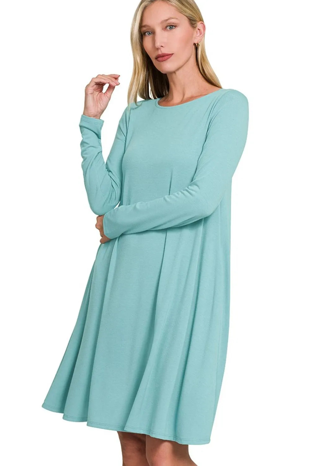 bell sleeve flare dress Women Hand painted Long Sleeve Flare Dress