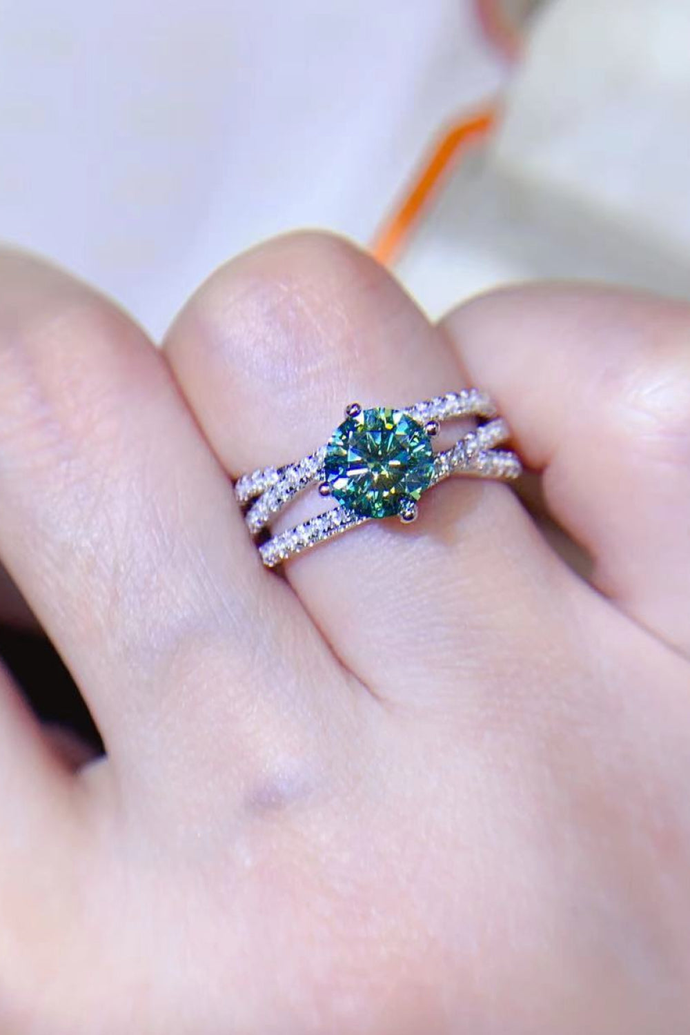 1 Carat Moissanite Contrast 925 Sterling Silver Ring - Charming Charlie