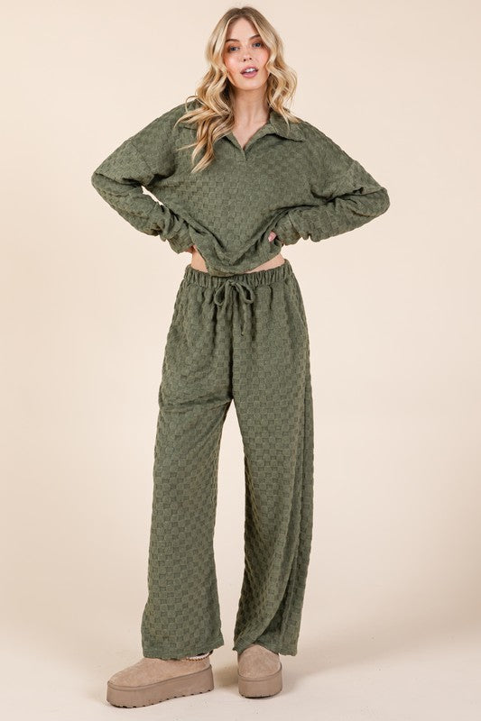 BOMBOM Tied Checkered Wide Leg Pants - Charming Charlie