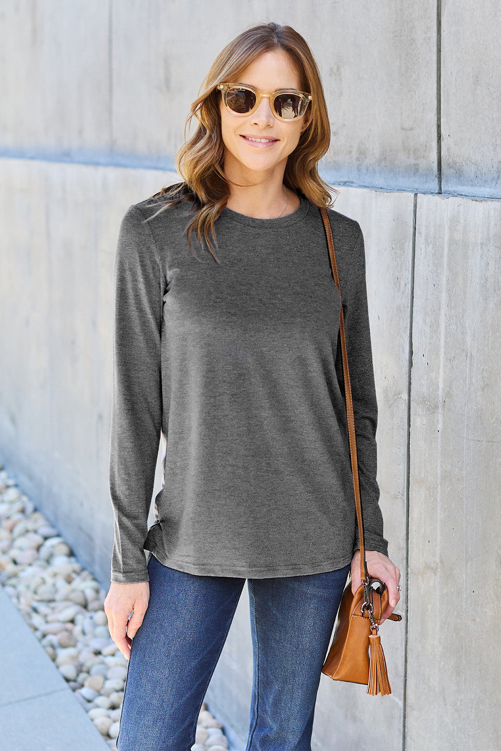 Basic Bae Full Size Round Neck Long Sleeve Top - Charming Charlie