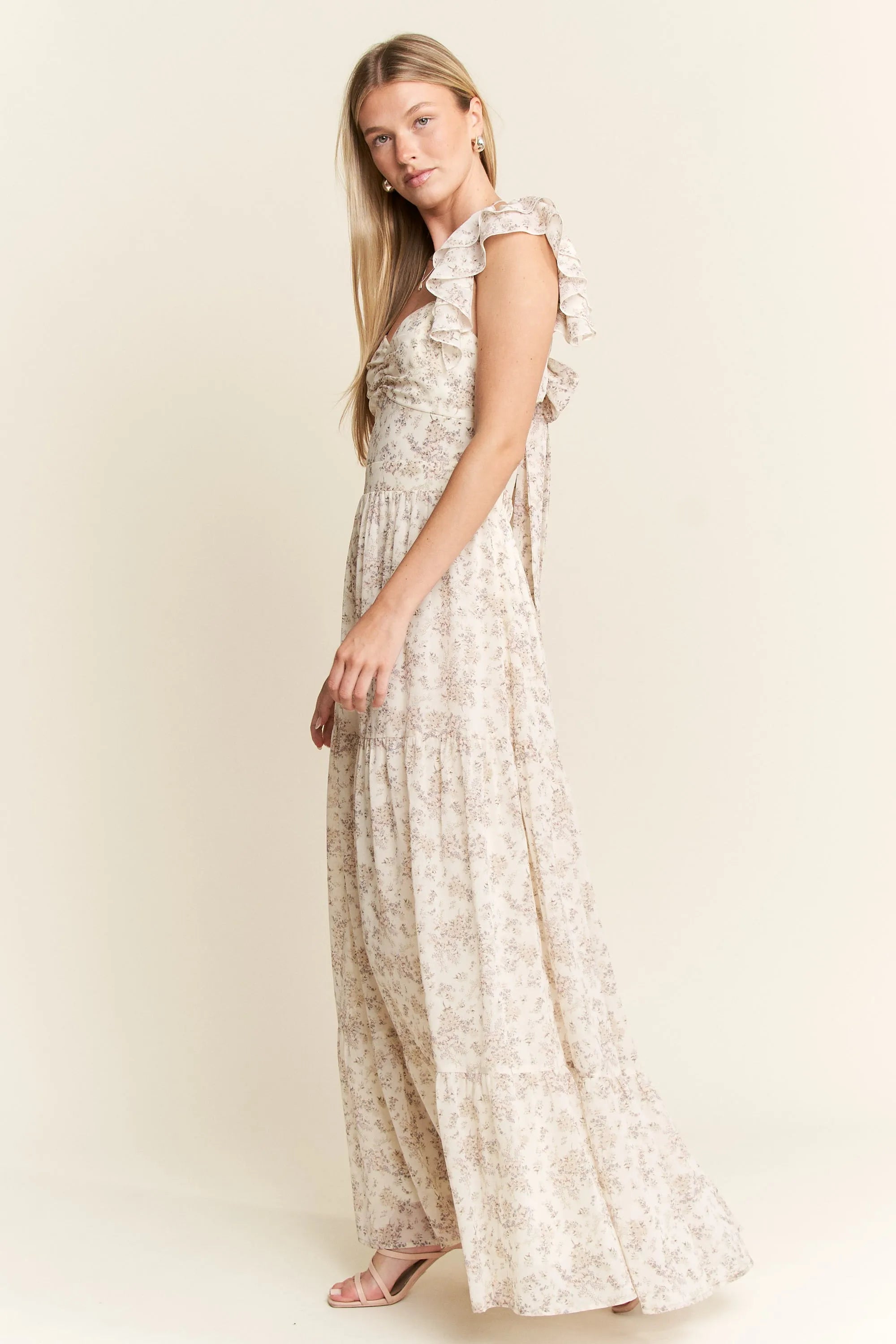 Jade By Jane Full Size Ruffle Sleeve Tiered Maxi Dress Plus Size – Charming  Charlie