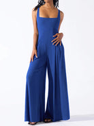 Square Neck Wide Strap Jumpsuit - Charming Charlie