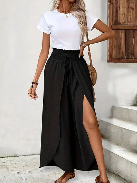 High-Waisted Side Slit Pants – Charming Charlie