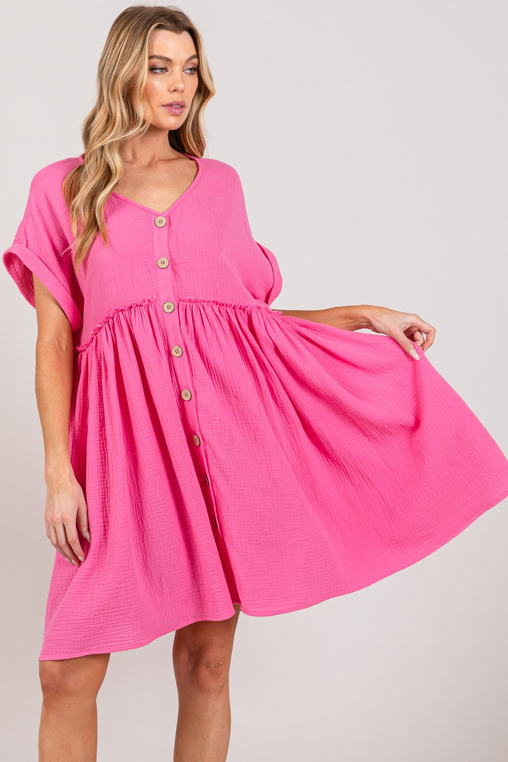 SAGE + FIG Button Up Short Sleeve Dress - Charming Charlie