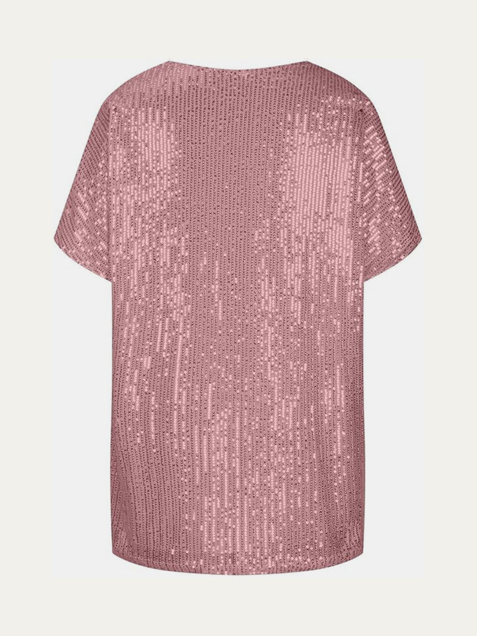 Full Size Sequin V-Neck Short Sleeve Top main image 0