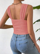Textured Square Neck Wide Strap Tank - Charming Charlie