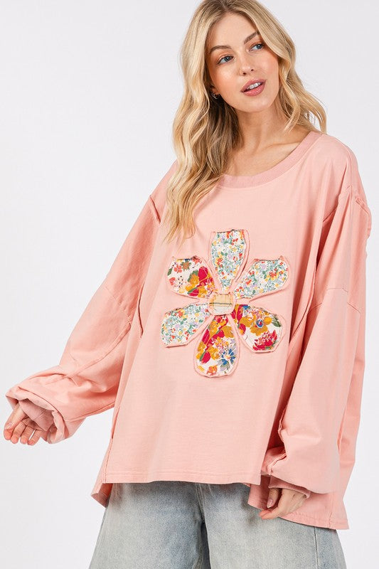 SAGE + FIG Flower Patch Dropped Shoulder Oversize Top - Charming Charlie