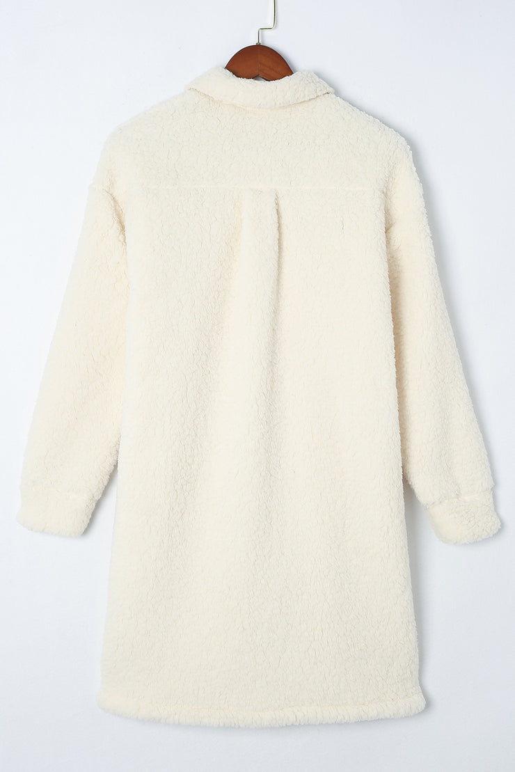 Collared Neck Long Sleeve Longline Coat main image 0