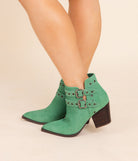 Elsa Leather Ankle Boot in Teal - Charming Charlie