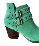 Elsa Leather Ankle Boot in Teal - Charming Charlie