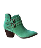 Elsa Leather Ankle Boot in Teal - Charming Charlie