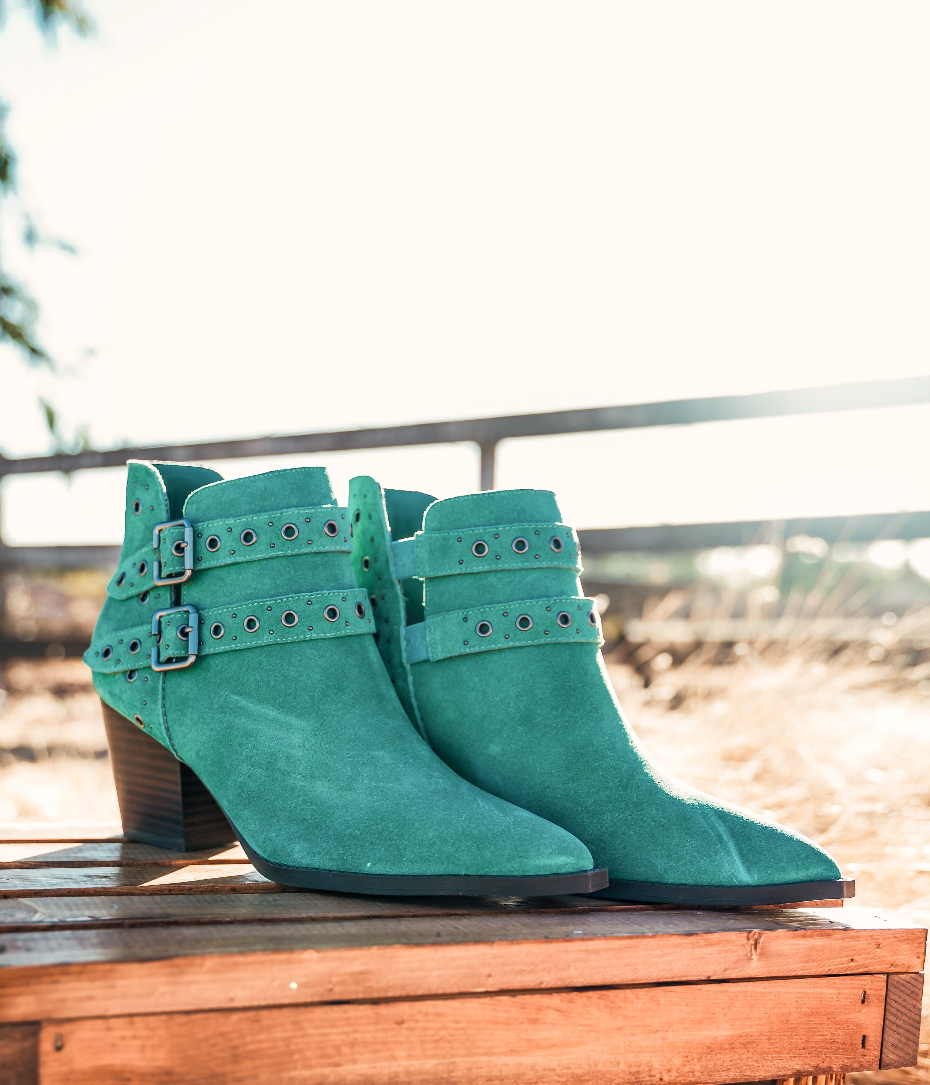 Elsa Leather Ankle Boot in Teal - Charming Charlie