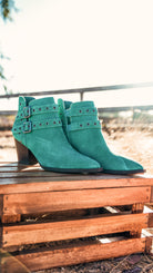 Elsa Leather Ankle Boot in Teal - Charming Charlie