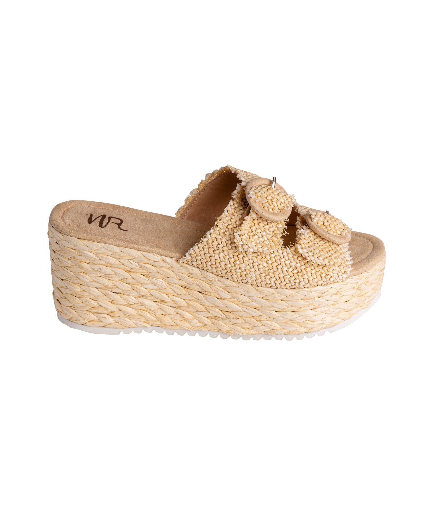 Eriwen Buckle Wedge in Cream - Charming Charlie