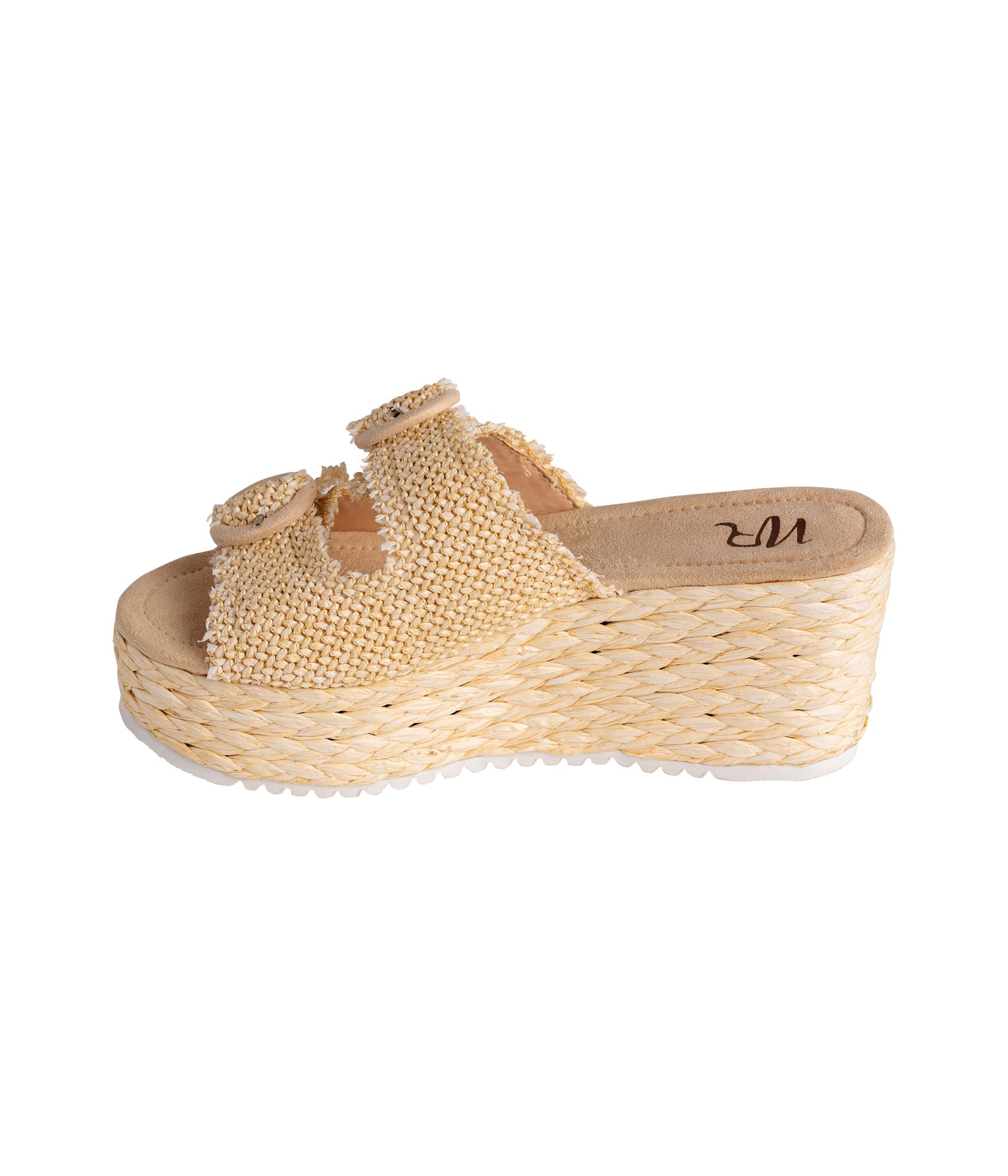 Eriwen Buckle Wedge in Cream - Charming Charlie