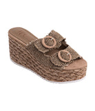 Eriwen Buckle Wedge in Taupe - Charming Charlie