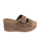 Eriwen Buckle Wedge in Taupe - Charming Charlie
