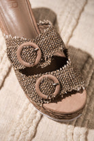 Eriwen Buckle Wedge in Taupe - Charming Charlie