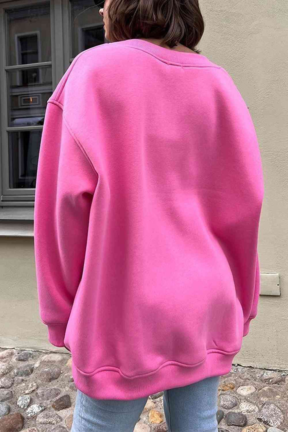 Contrast Round Neck Dropped Shoulder Long Sleeve Sweatshirt main image 1