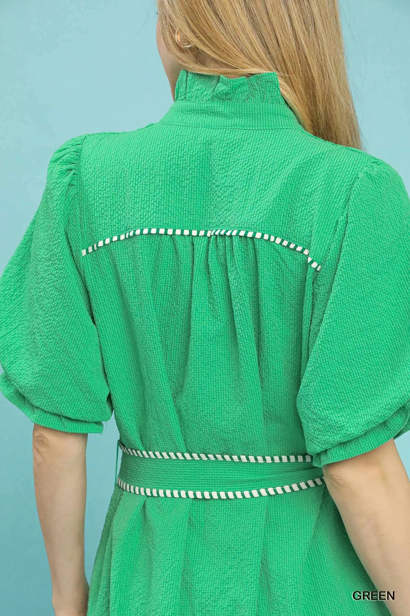 Umgee Ruffle Collar Midi Dress with Stripe Trim Charming Charlie Umgee Ruffle Collar Midi Dress with Stripe Trim Charming Charlie
