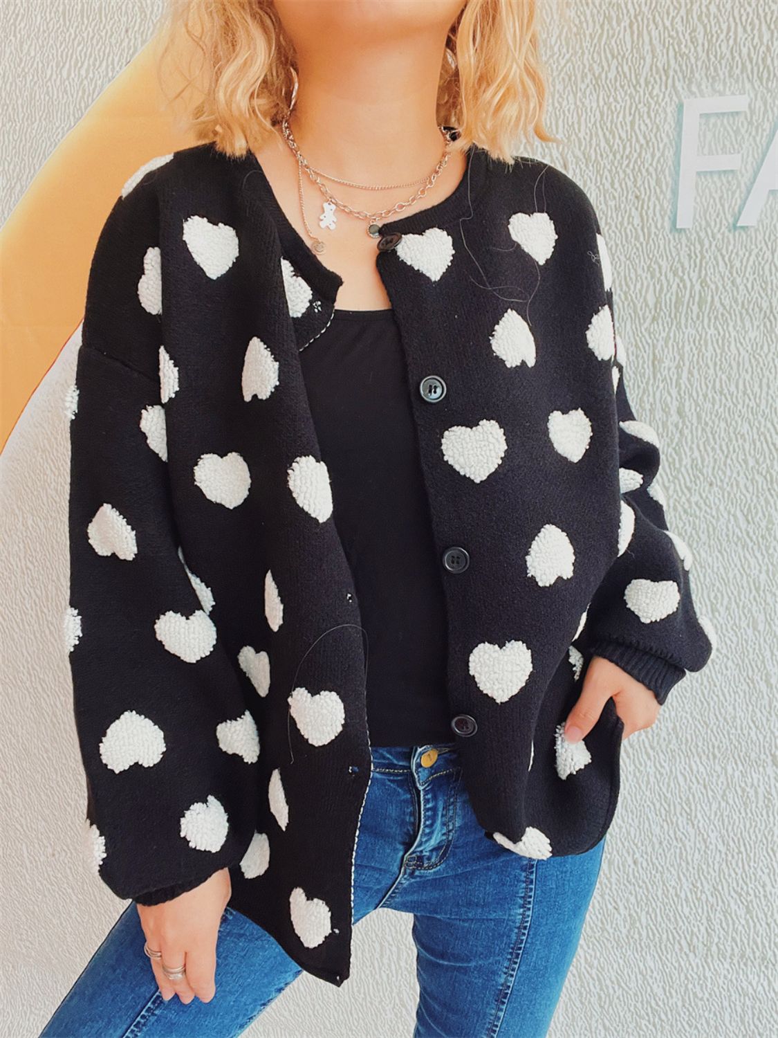 Heart Button Up Long Sleeve Cardigan - Charming Charlie
