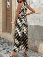 Tied Printed Grecian Neck Jumpsuit - Charming Charlie