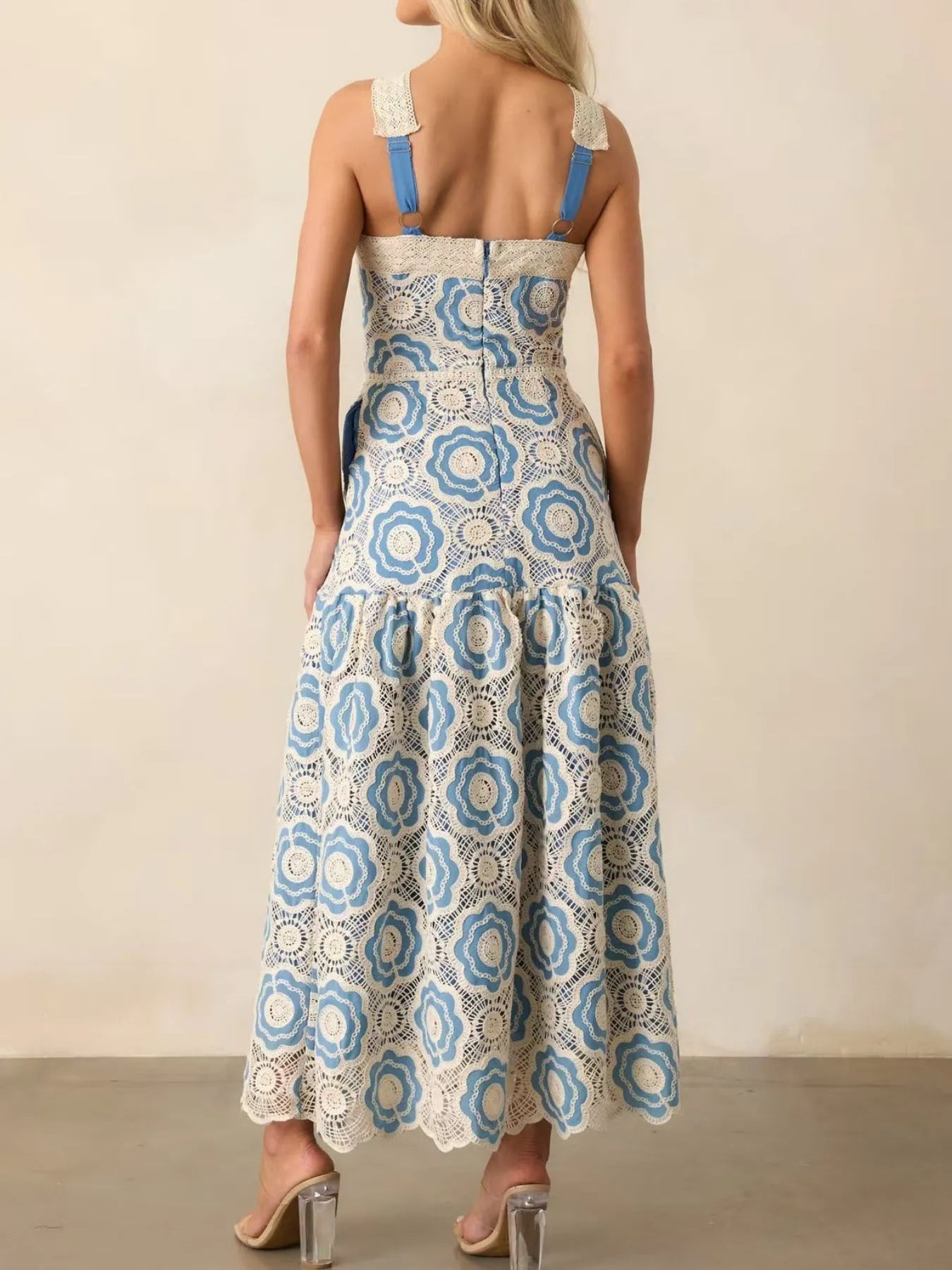 knee length dresses for ladies Pink Sleeveless Tiered Ruffle Floral Maxi Dress main image 0