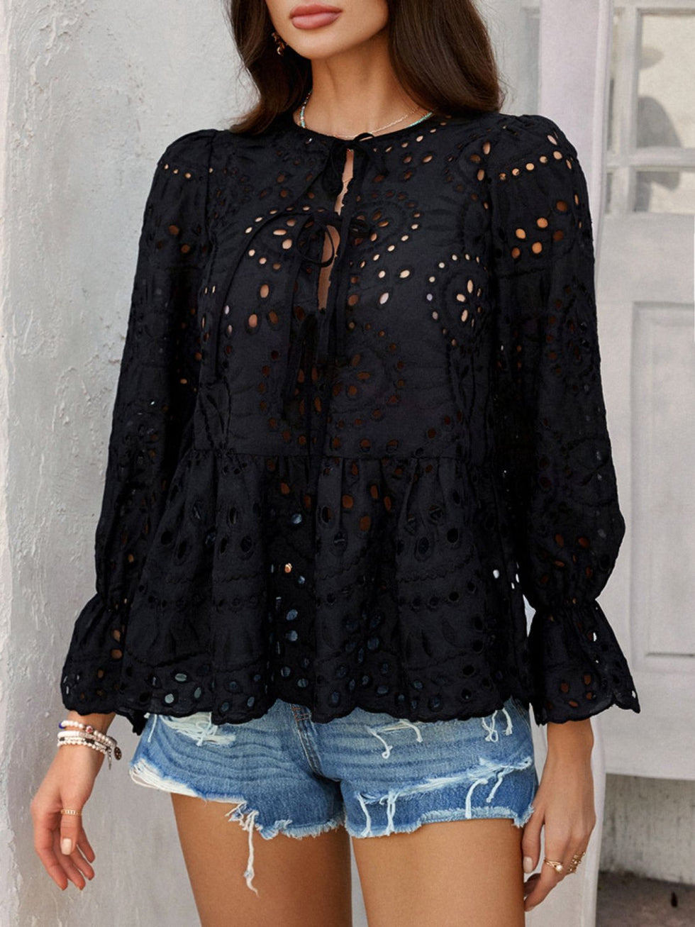 Devine Off-Shoulder Flounce Sleeve Blouse main image 0