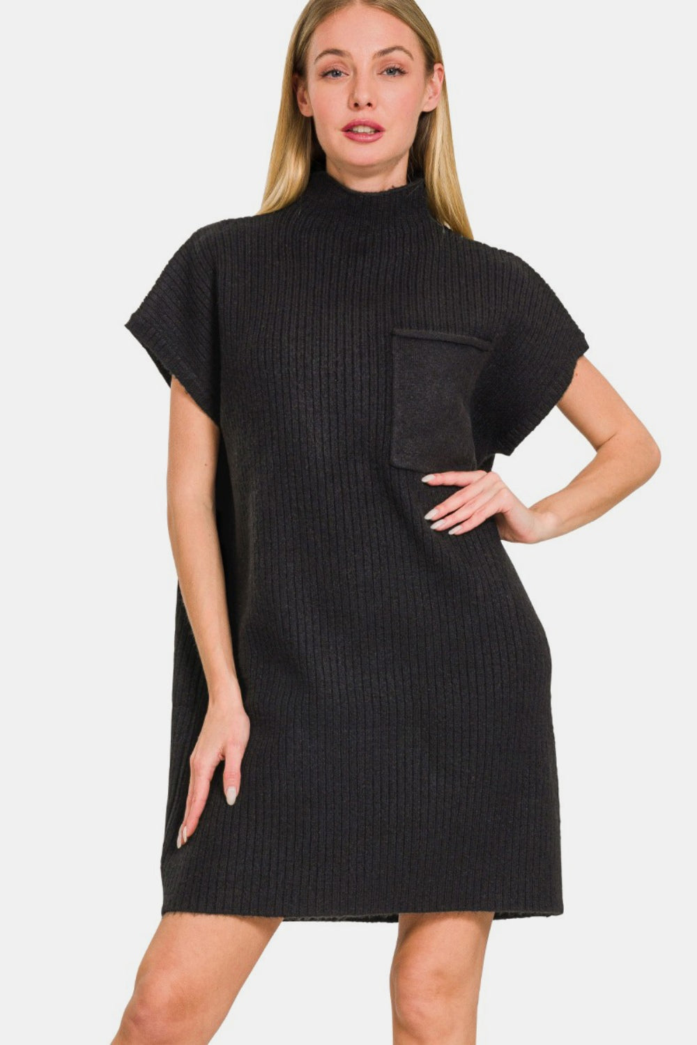 Zenana Short Sleeve Sweater Mini Dress - Charming Charlie