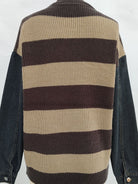 Contrast Round Neck Long Sleeve Sweater - Charming Charlie