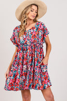 SAGE + FIG Floral Button Down Short Sleeve Mini Dress - Charming Charlie