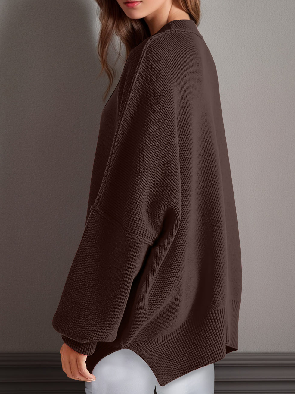 Devine Slit Round Neck Top and Shorts Sweater Set