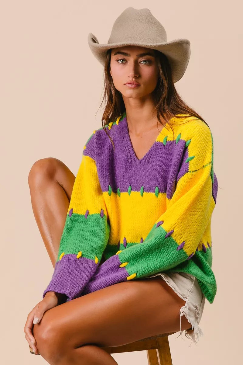 BiBi Mardi Gras Sequin Lattering Knit Top main image 0