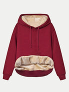 Drawstring Long Sleeve Hoodie with Kangaroo Pocket - Charming Charlie
