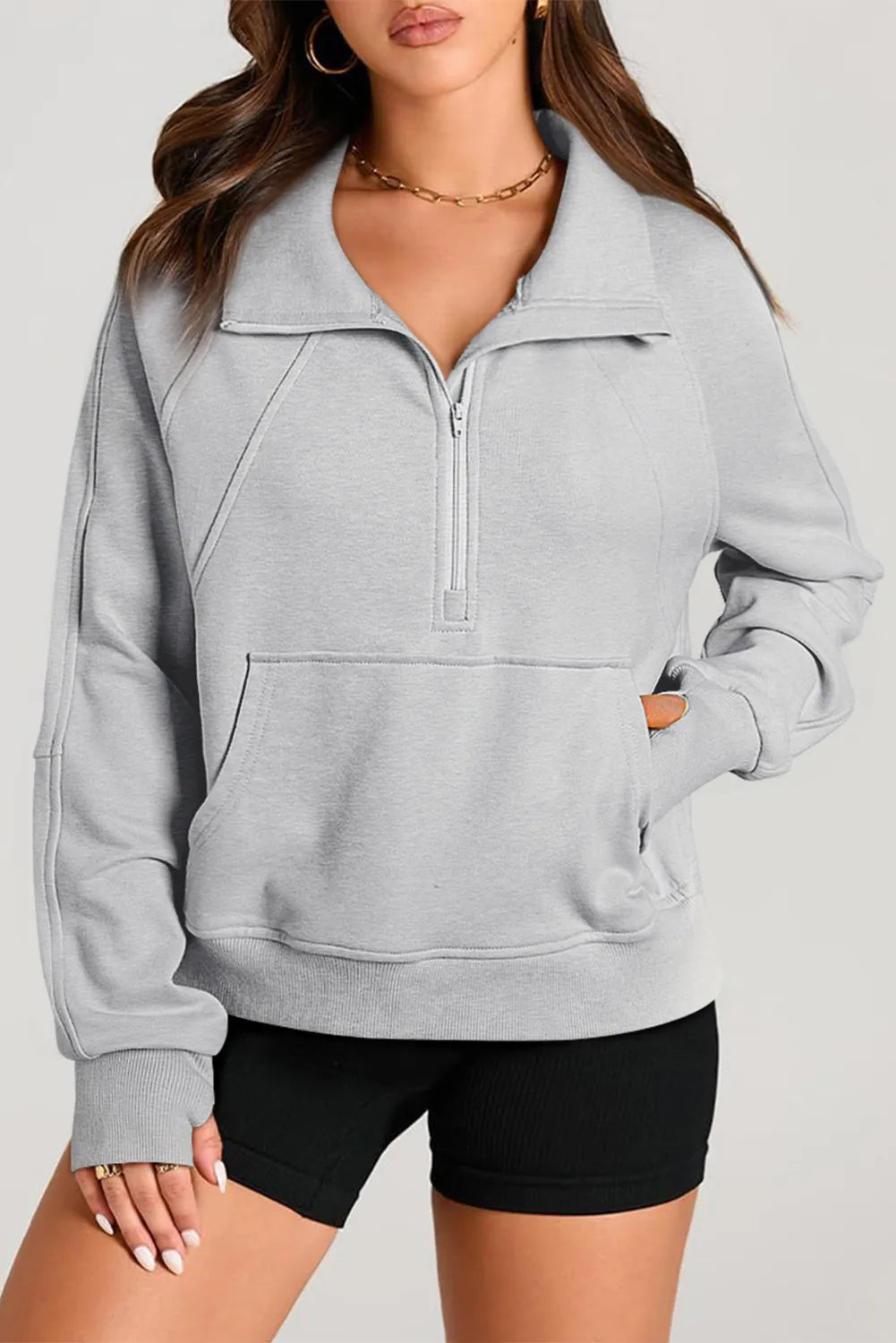 Half Zip Long Sleeve Sweatshirt - Charming Charlie