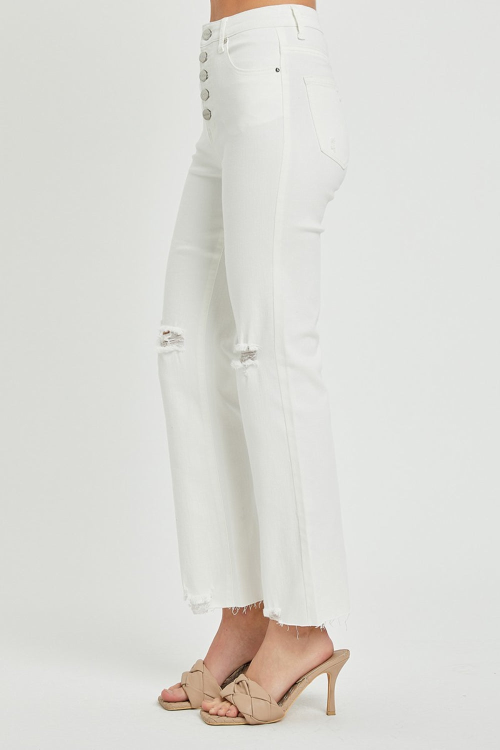 RISEN  Full Size High Rise Button Fly Straight Ankle Jeans - Charming Charlie