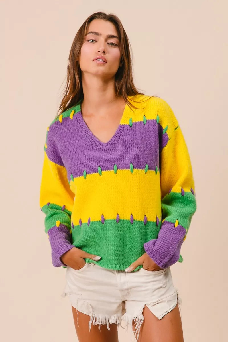 BiBi Mardi Gras Sequin Lattering Knit Top main image 1