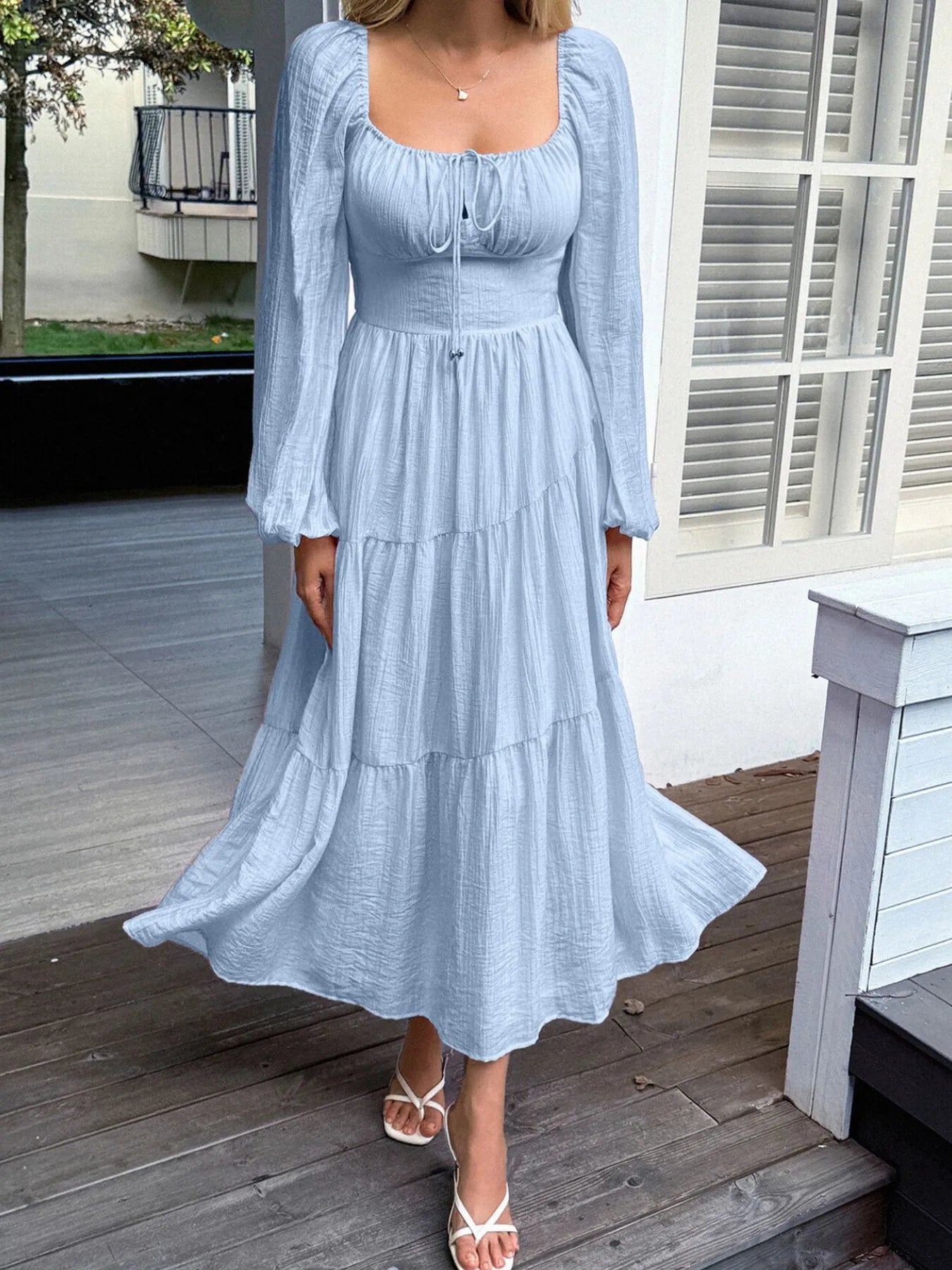 Tiered Balloon Sleeve Midi Dress Charming Charlie Tiered Balloon Sleeve Midi Dress Charming Charlie