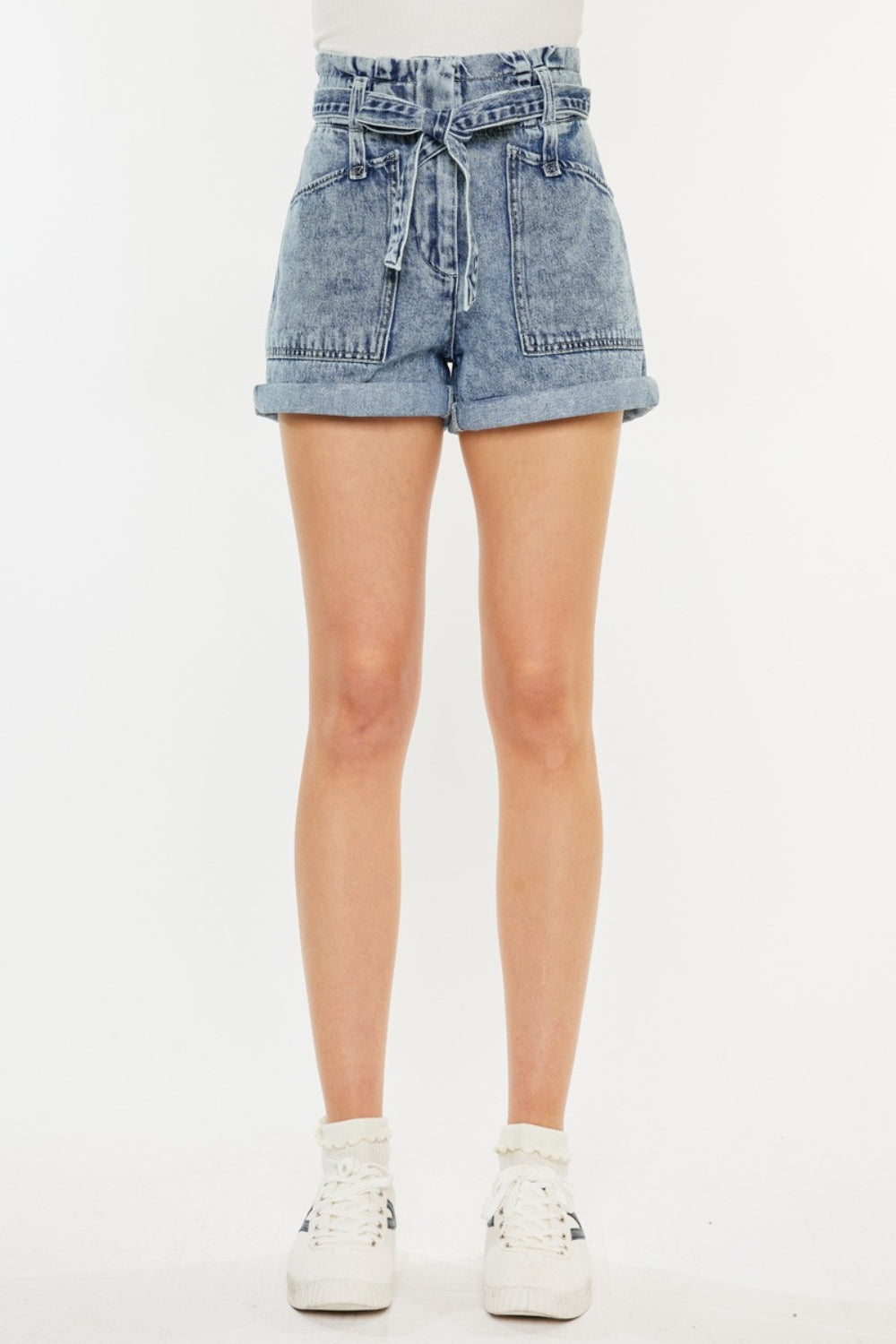 Kancan Ultra High Rise Paperbag Denim Shorts – Charming Charlie
