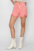 RISEN High Rise Distressed Denim Shorts - Charming Charlie