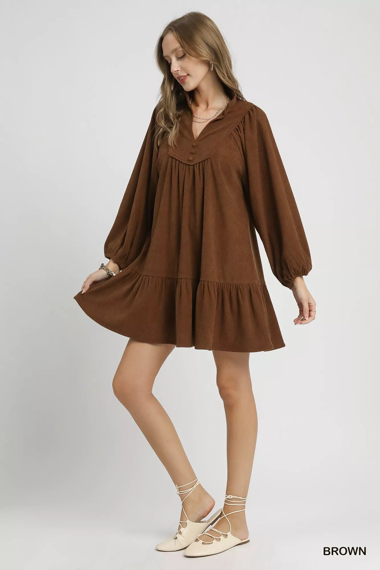 Umgee Corduroy Tiered Babydoll Dress – Charming Charlie