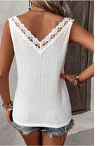 Lace Detail Textured V-Neck Tank - Charming Charlie