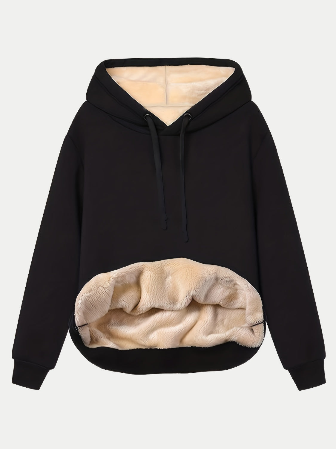 Drawstring Long Sleeve Hoodie with Kangaroo Pocket - Charming Charlie